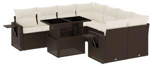 Polyrattan Kerti Ülőgarnitúra - 9 részes - Barna