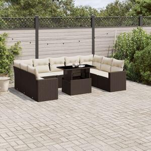 Polyrattan Kerti Ülőgarnitúra - 10 részes - Barna