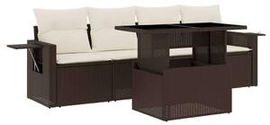 VidaXL 5 részes barna polyrattan kerti garnitúra
