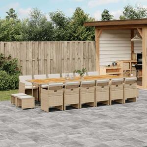 VidaXL Polyrattan Kerti Étkezőgarnitúra - 17 részes, Bézs