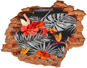 3d fali matrica lyuk a falban Flamingók és virágok