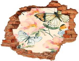 3d fali matrica lyuk a falban Pillangók és virágok
