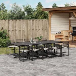 VidaXL Polyrattan Kerti Étkezőgarnitúra - 11 részes, Fekete