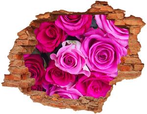 3d fali matrica lyuk a falban Egy csokor rózsaszín rózsa