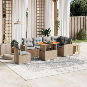 VidaXL Polyrattan Kerti Ülőgarnitúra - 7 részes - Bézs