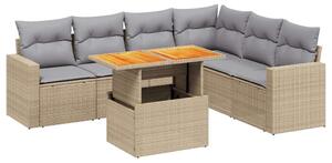 VidaXL Polyrattan Kerti Ülőgarnitúra - 7 részes - Bézs