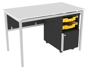 Flex íróasztal oldalszekrénnyel citromsárga/fehér