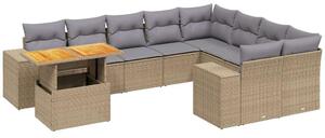 VidaXL Polyrattan Kerti Ülőgarnitúra - 10 részes - Bézs
