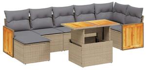 VidaXL Polyrattan Kerti Ülőgarnitúra - 8 részes - Bézs