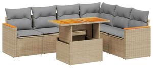 Polyrattan Kerti Ülőgarnitúra - 7 részes - Bézs
