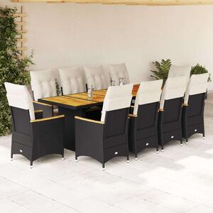 VidaXL - 11 Részes Kerti Bútorgarnitúra - Polyrattan - Fekete