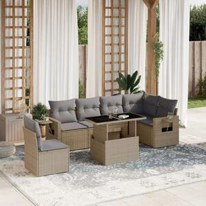 VidaXL Polyrattan Kerti Ülőgarnitúra - 7 részes - Bézs