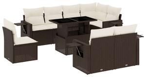 Polyrattan Kerti Ülőgarnitúra - 9 részes - Barna