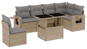 VidaXL Polyrattan Kerti Ülőgarnitúra - 7 részes - Bézs