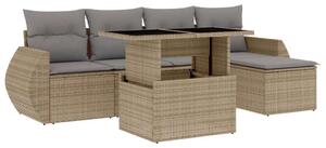VidaXL Polyrattan Kerti Ülőgarnitúra - 6 részes - Bézs