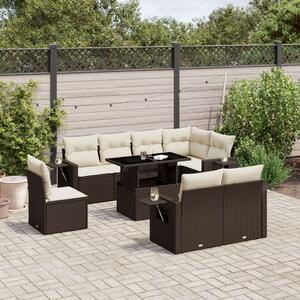 Polyrattan Kerti Ülőgarnitúra - 9 részes - Barna