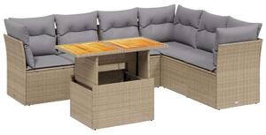 VidaXL Polyrattan Kerti Ülőgarnitúra - 7 részes - Bézs