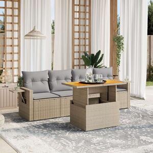 VidaXL Polyrattan Kerti Ülőgarnitúra - 5 részes - Bézs