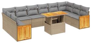 VidaXL Polyrattan Kerti Ülőgarnitúra - 11 részes - Bézs