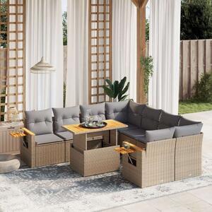 VidaXL Polyrattan Kerti Ülőgarnitúra - 9 részes - Bézs
