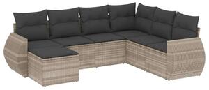 VidaXL Polyrattan Kerti Ülőgarnitúra - 7 részes, Világos Szürke
