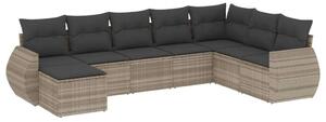 VidaXL Polyrattan Kerti Ülőgarnitúra - 8 részes, Világosszürke