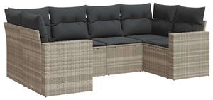 VidaXL Polyrattan Kerti Ülőgarnitúra - 6 részes - Világosszürke