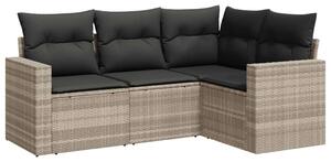 VidaXL Polyrattan Kerti Ülőgarnitúra - 4 részes - Világosszürke