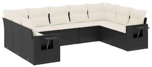 VidaXL Polyrattan Kerti Ülőgarnitúra - 9 részes - Fekete