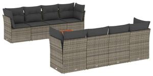 VidaXL Polyrattan Kerti Ülőgarnitúra - 9 részes - Szürke