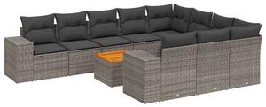VidaXL Polyrattan Kerti Ülőgarnitúra - 11 részes - Szürke