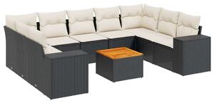 VidaXL Polyrattan Kerti Ülőgarnitúra - 10 részes - Fekete