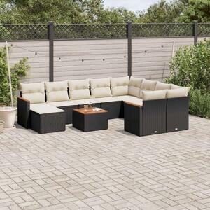 VidaXL Polyrattan Kerti Ülőgarnitúra - 11 részes - Fekete