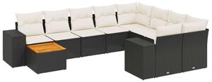 VidaXL Polyrattan Kerti Ülőgarnitúra - 10 részes - Fekete