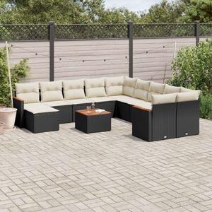 VidaXL Polyrattan Kerti Ülőgarnitúra - 12 részes - Fekete