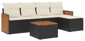 VidaXL Polyrattan Kerti Ülőgarnitúra - 6 részes - Fekete