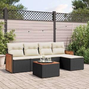 VidaXL Polyrattan Kerti Ülőgarnitúra - 6 részes - Fekete