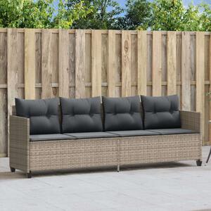 VidaXL világosszürke polyrattan napozóágy párnával