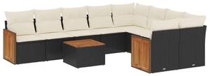 VidaXL Polyrattan Kerti Ülőgarnitúra - 10 részes - Fekete