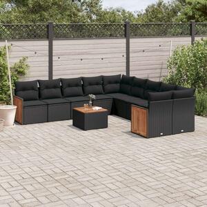 VidaXL Polyrattan Kerti Ülőgarnitúra - 11 részes - Fekete