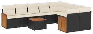 VidaXL Polyrattan Kerti Ülőgarnitúra - 10 részes - Fekete