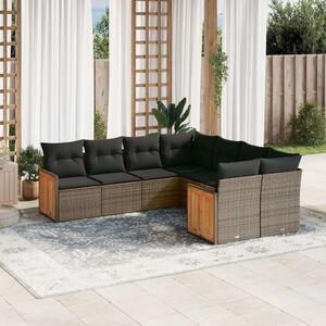 VidaXL Polyrattan Kerti Ülőgarnitúra - 8 részes - Szürke