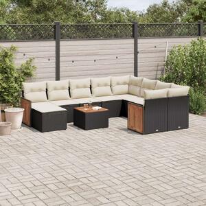 VidaXL Polyrattan Kerti Ülőgarnitúra - 11 részes - Fekete
