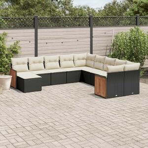 VidaXL Polyrattan Kerti Ülőgarnitúra - 11 részes - Fekete