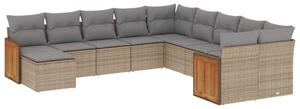 VidaXL 11 részes bézs polyrattan kerti ülőgarnitúra párnákkal