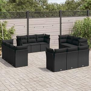 VidaXL Polyrattan Kerti Ülőgarnitúra - 12 részes - Fekete
