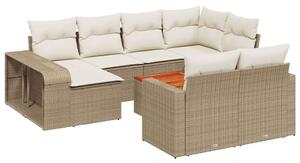 VidaXL 11 részes bézs polyrattan kerti ülőgarnitúra párnákkal