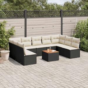 VidaXL Polyrattan Kerti Ülőgarnitúra - 10 részes - Fekete