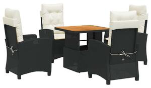 Polyrattan Kerti Étkezőgarnitúra - 5 részes - Fekete