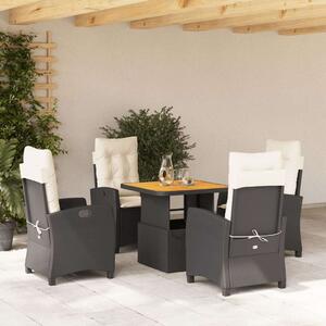 Polyrattan Kerti Étkezőgarnitúra - 5 részes - Fekete